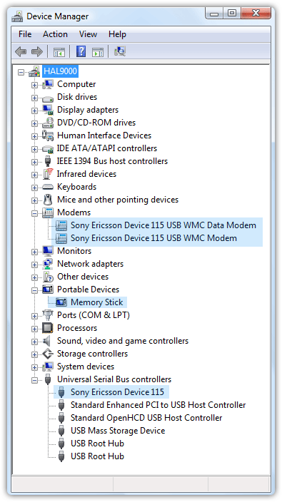 My device manager screenshot is shown below with the relevant sections 